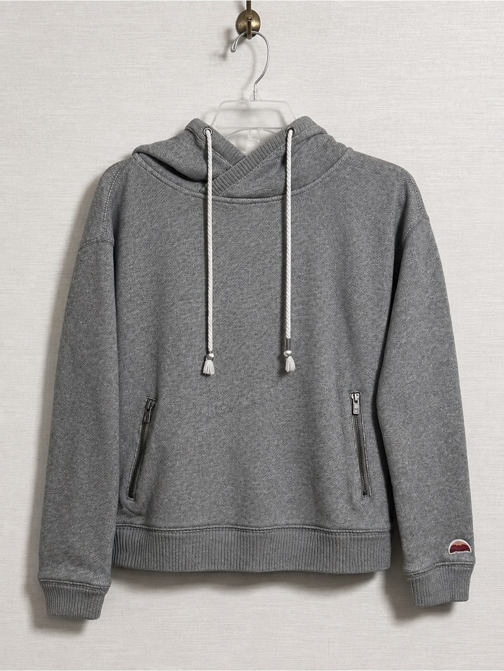 Roxy Gray Crossover Neck Hoodie Sweatshirt Size Small